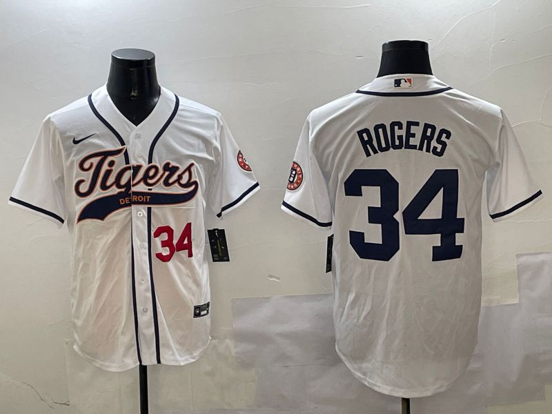Men Detroit Tigers #34 Rogers White Jointly Name 2025 Nike MLB Jersey style 3->detroit tigers->MLB Jersey